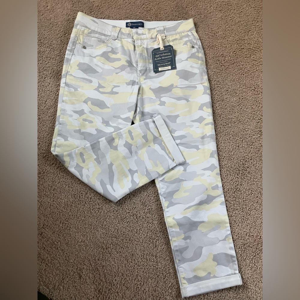 Democracy Camouflage Ankle Pants - Gray and Yellow